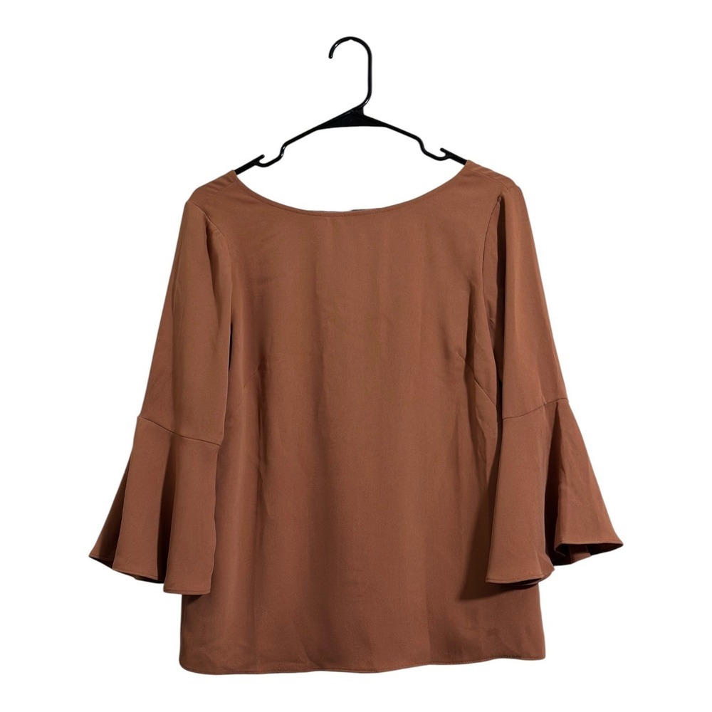 Catherine Malandrino Chic Clay Brown Bell Sleeve Blouse Women's Small NWT